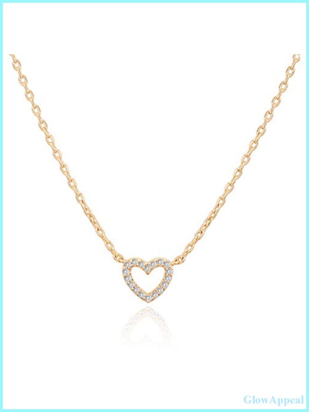 14K Gold Plated Heart Necklace Cubic Zirconia Pendant Choker